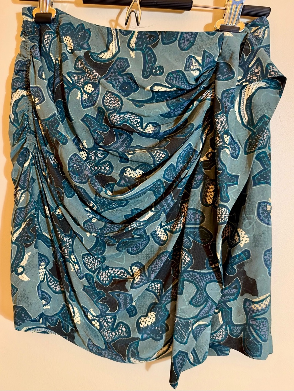 IRO Paris Teal Fontana Abstract Printed Drape Mini Skirt NWT EU Women’s size 38